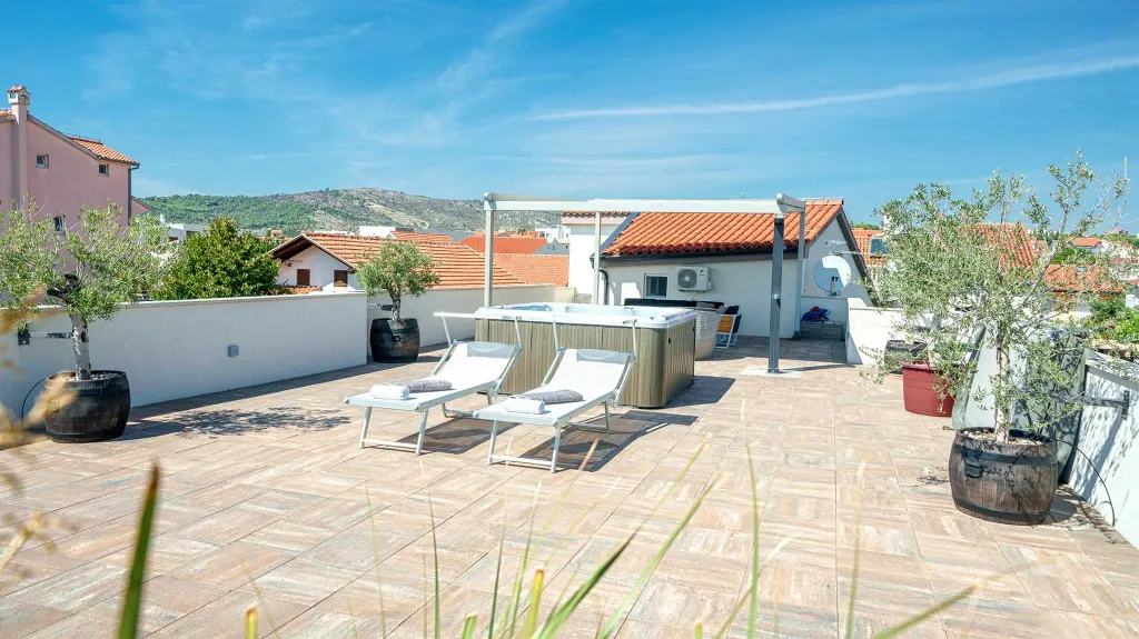 Vodice Penthouse Apartment with Roof Terrace and Sea View