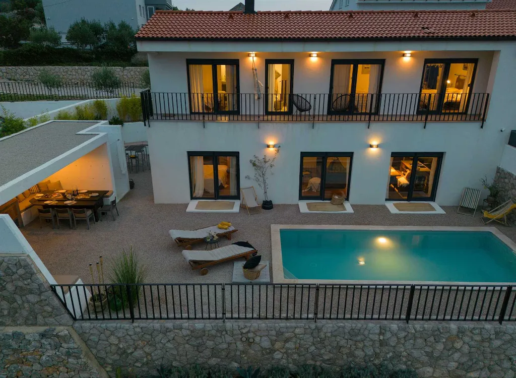 Villa for 7 Guests in Vrbnik with Pool and Sea View