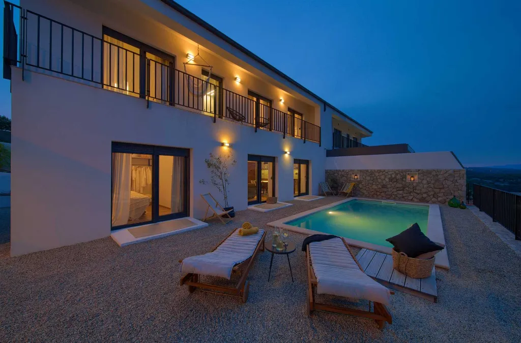 Villa for 7 Guests in Vrbnik with Pool and Sea View