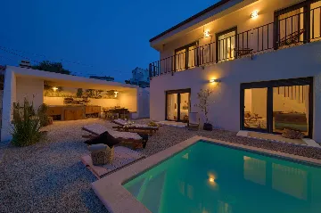 Villa for 7 Guests in Vrbnik with Pool and Sea View