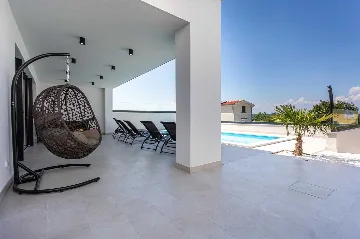 Heated-Pool Villa with Sea Views for 8 in Klimno