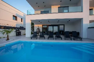 Heated-Pool Villa with Sea Views for 8 in Klimno