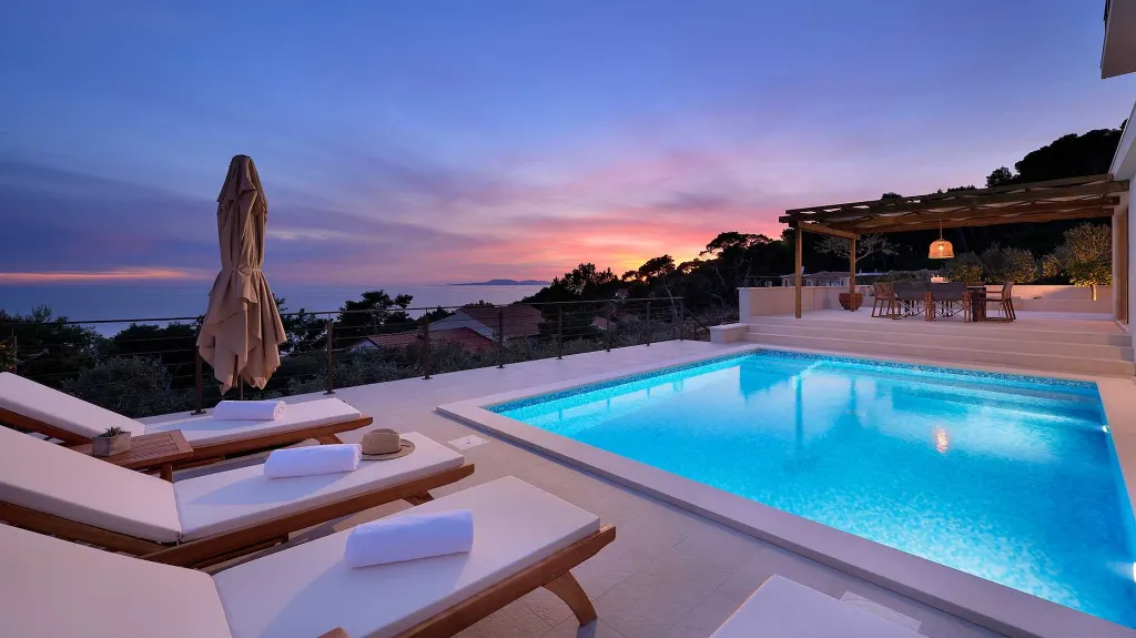 Poolside Villa with Sea Views in Sveta Nedjelja