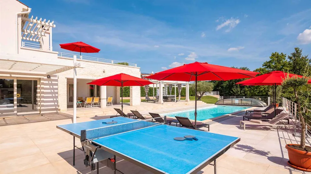 Modern Villa with Heated Pool and Hot Tub in Režanci