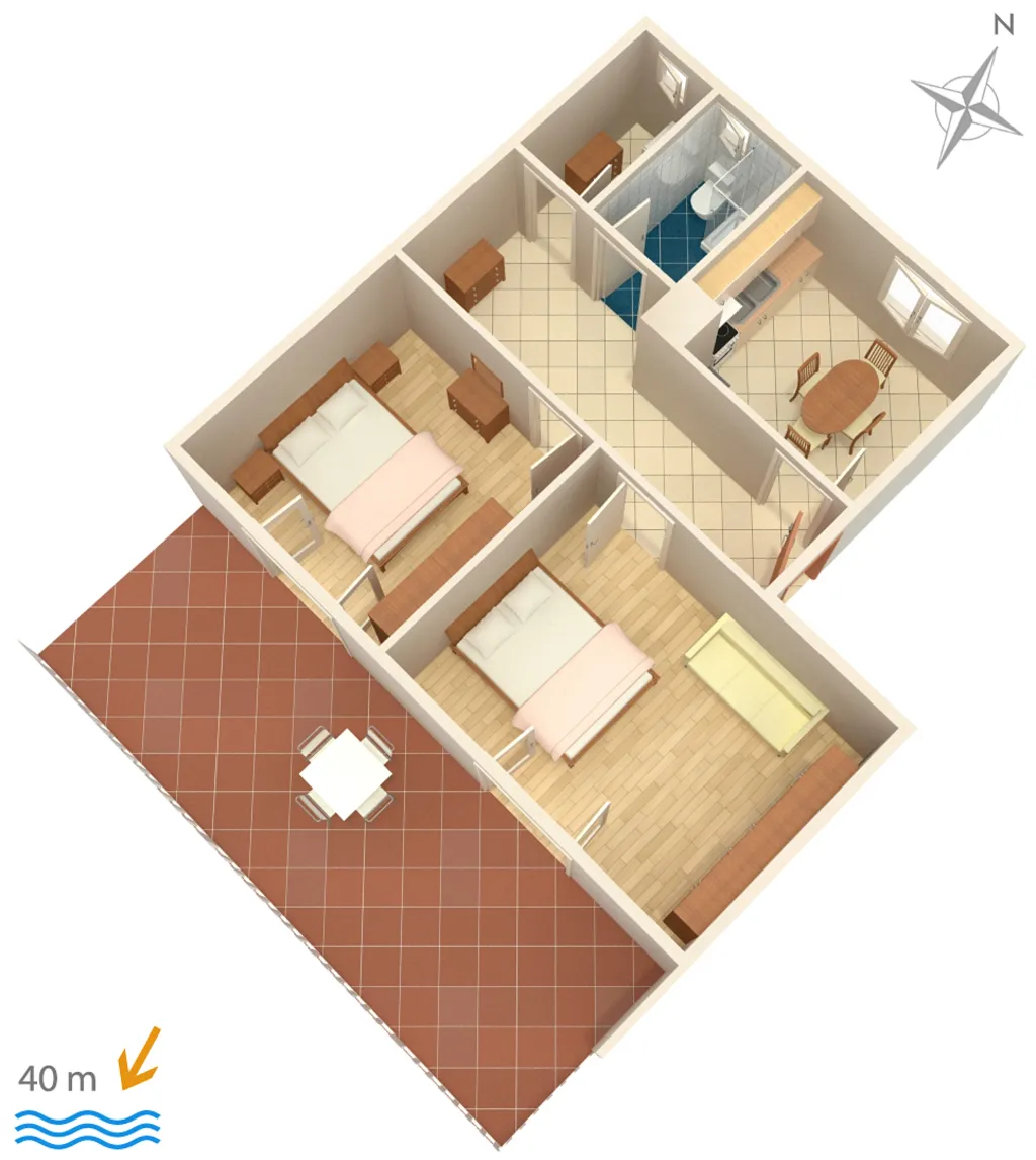 Two bedroom apartment near beach Privlaka, Zadar  A-a