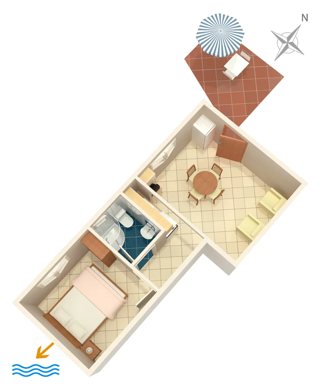 One bedroom apartment with terrace Seget Vranjica, Trogir  A-c