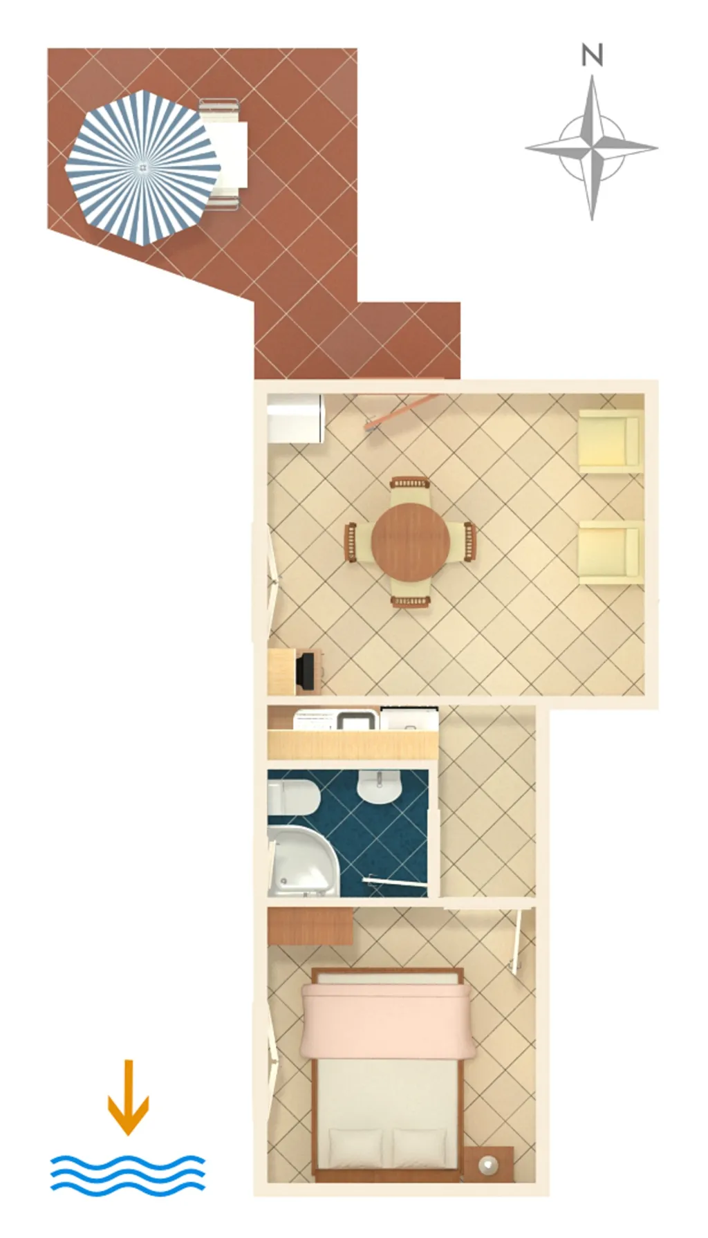 One bedroom apartment with terrace Seget Vranjica, Trogir  A-c