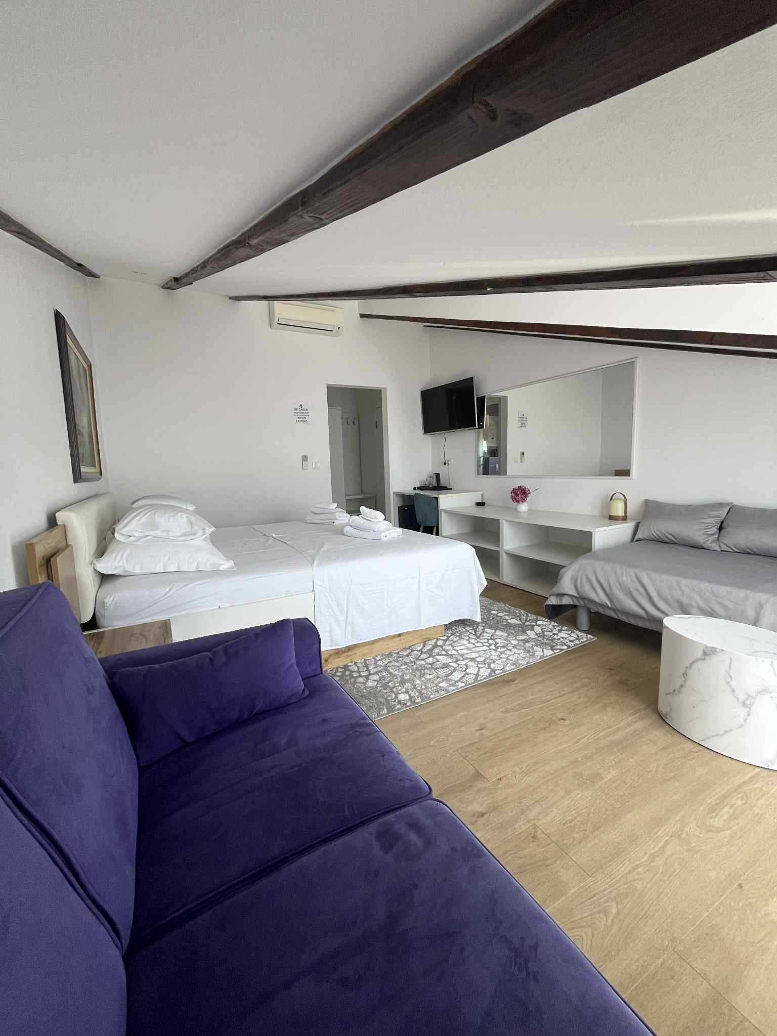 Large Double Room with Balcony and Pool View- Attic