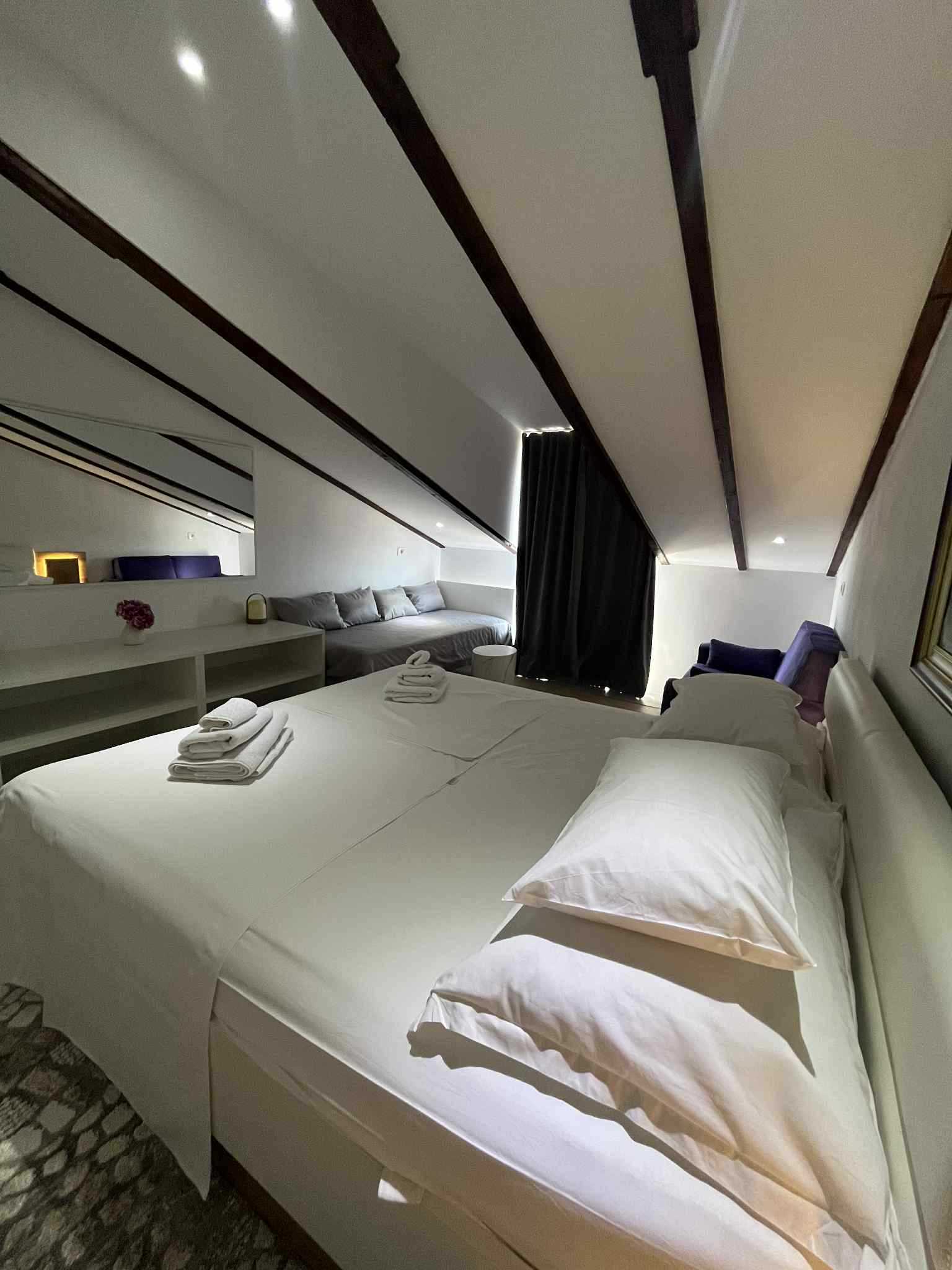 Large Double Room with Balcony and Pool View- Attic