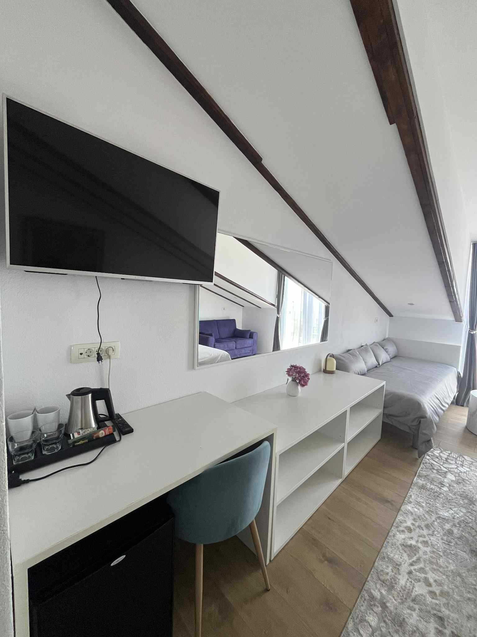 Large Double Room with Balcony and Pool View- Attic