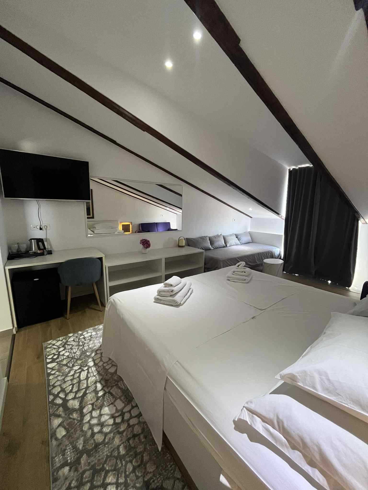 Large Double Room with Balcony and Pool View- Attic