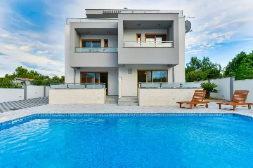 Zaton Villa with Pool and Sea-View Roof Terrace