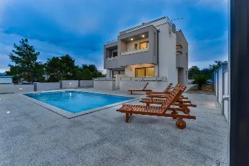 Zaton Villa with Pool and Sea-View Roof Terrace