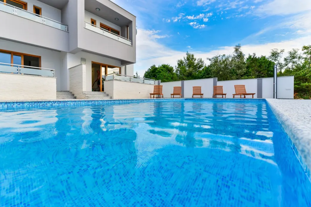 Zaton Villa with Pool and Sea-View Roof Terrace