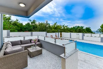 Zaton Villa with Pool and Sea-View Roof Terrace