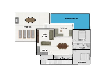 Swim-Up Apartment with Private Terrace in Pula