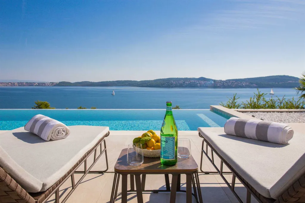 Contemporary Seaside Villa with Heated Pool, Seget Donji