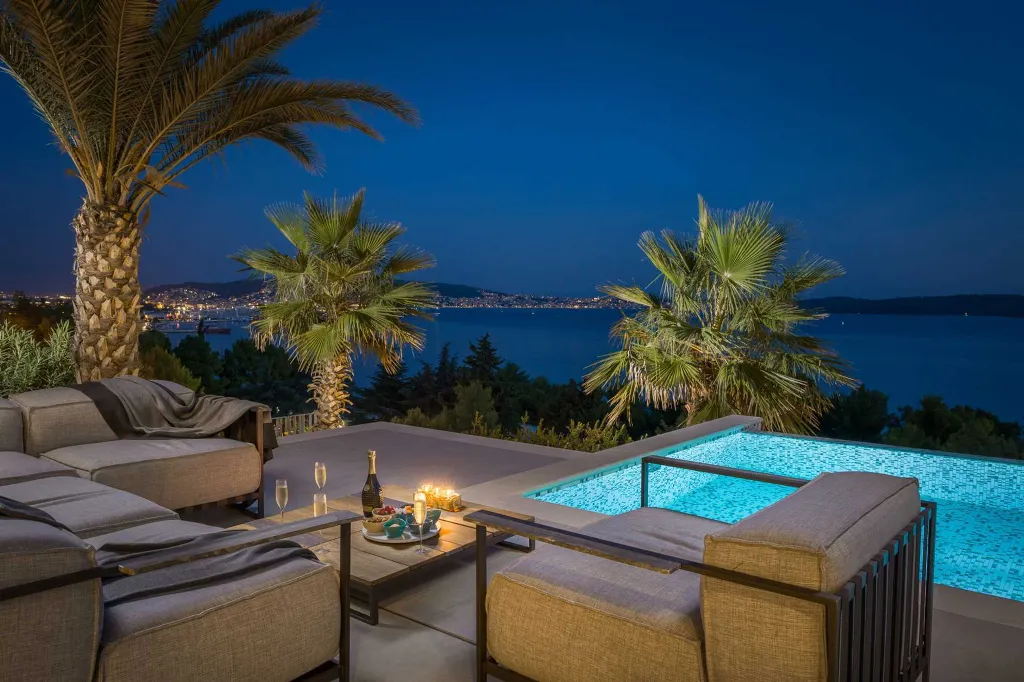 Contemporary Seaside Villa with Heated Pool, Seget Donji