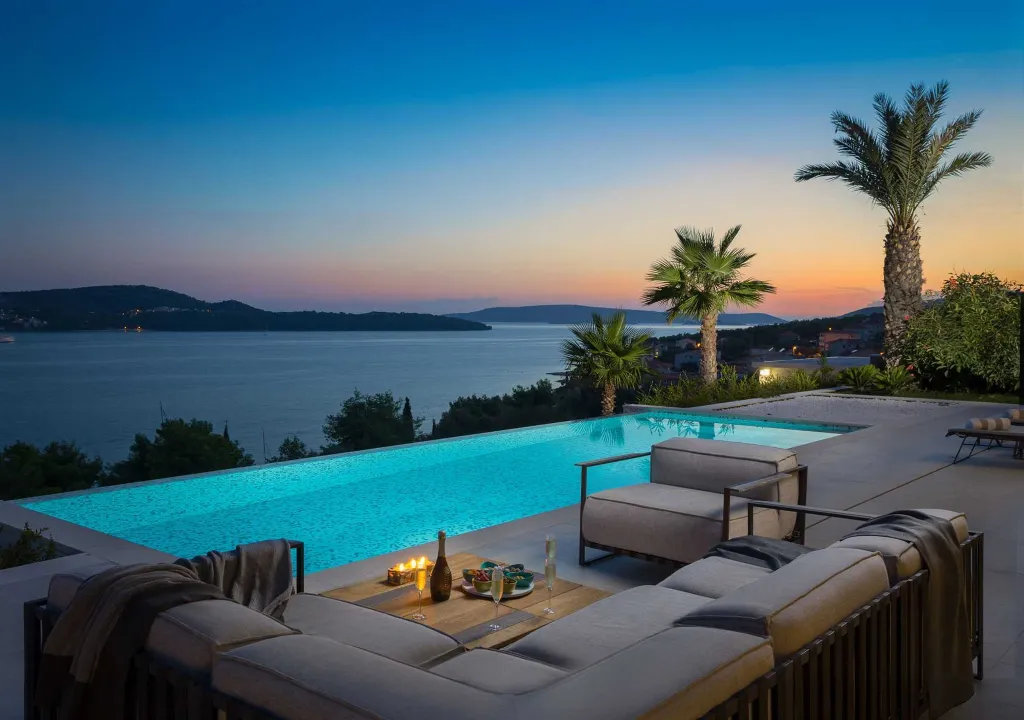 Contemporary Seaside Villa with Heated Pool, Seget Donji