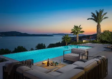 Contemporary Seaside Villa with Heated Pool, Seget Donji