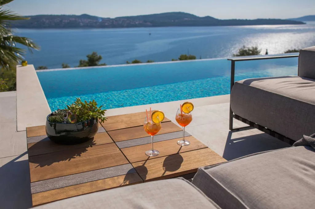 Contemporary Seaside Villa with Heated Pool, Seget Donji