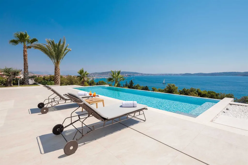 Contemporary Seaside Villa with Heated Pool, Seget Donji