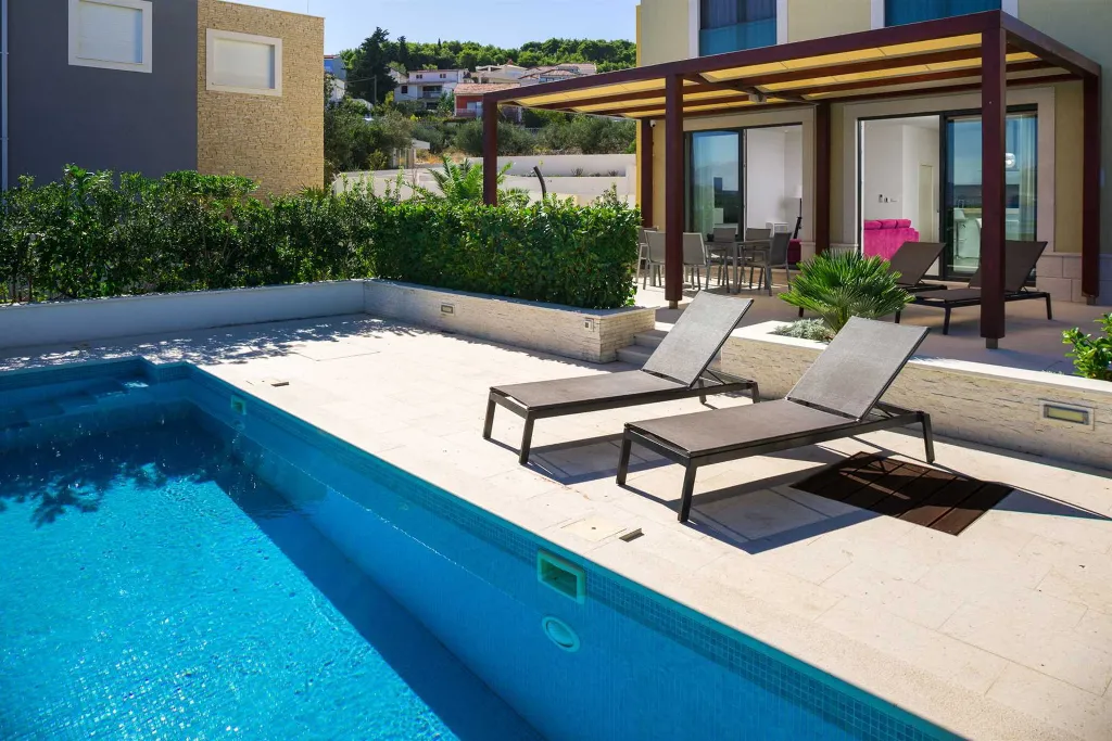 Modern Beachfront Apartment with Pool in Trogir