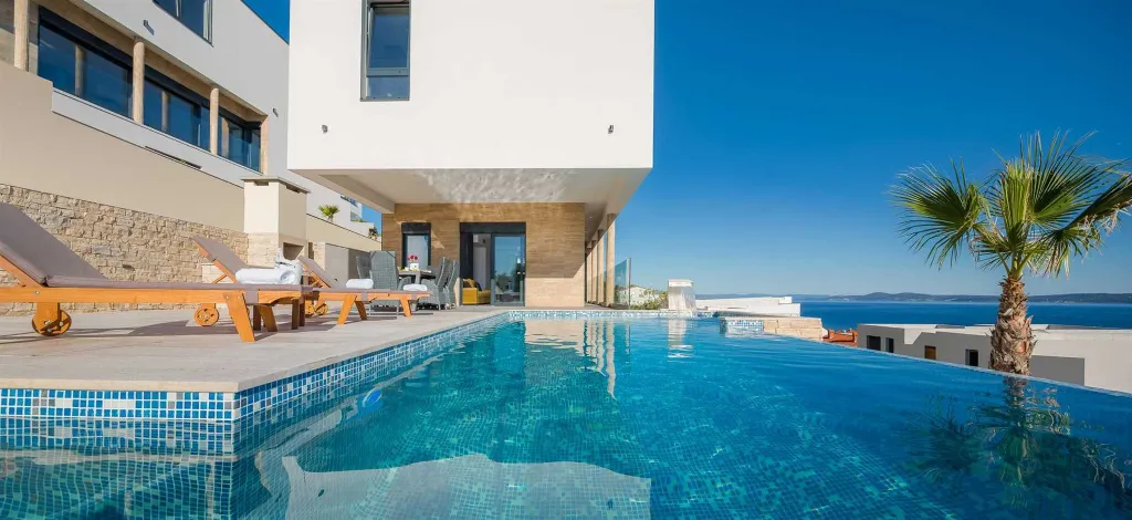 Elegant Seaview Villa with Pool in Okrug Gornji