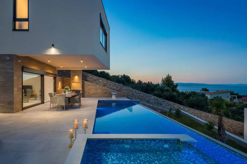 Contemporary Seaside Villa with Pool in Okrug Gornji