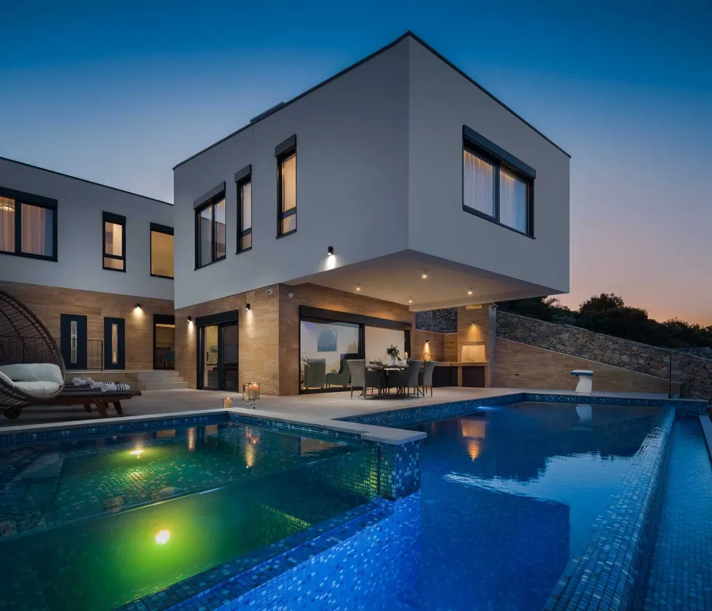 Contemporary Seaside Villa with Pool in Okrug Gornji
