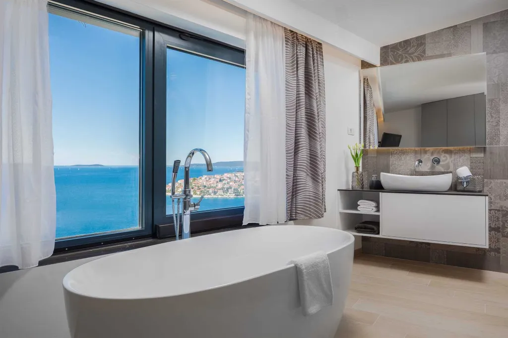 Contemporary Seaside Villa with Pool in Okrug Gornji