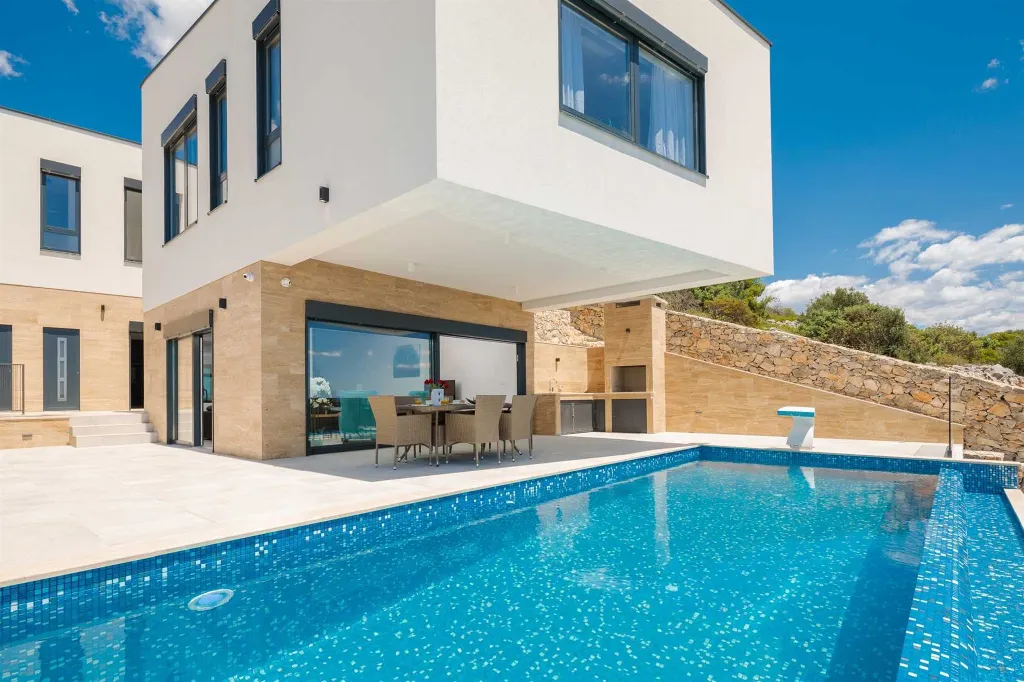 Contemporary Seaside Villa with Pool in Okrug Gornji