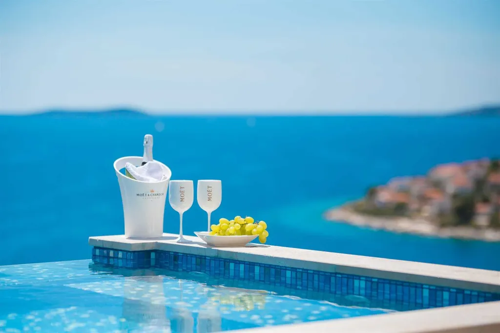 Contemporary Seaside Villa with Pool in Okrug Gornji