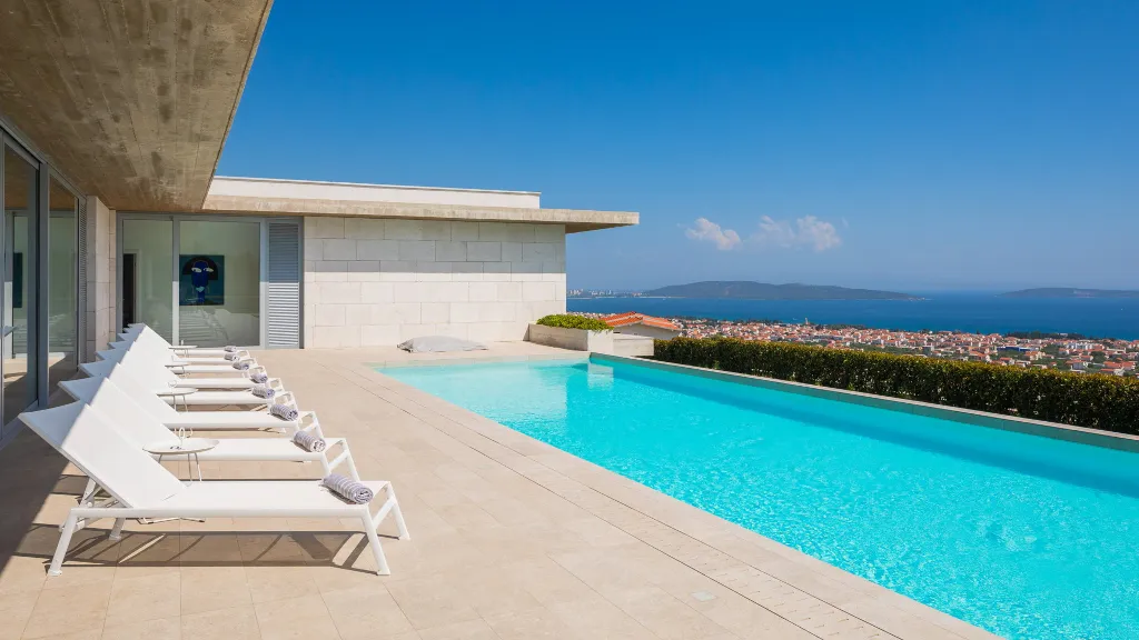 Contemporary Villa Retreat with Heated Pool in Kaštel Stari