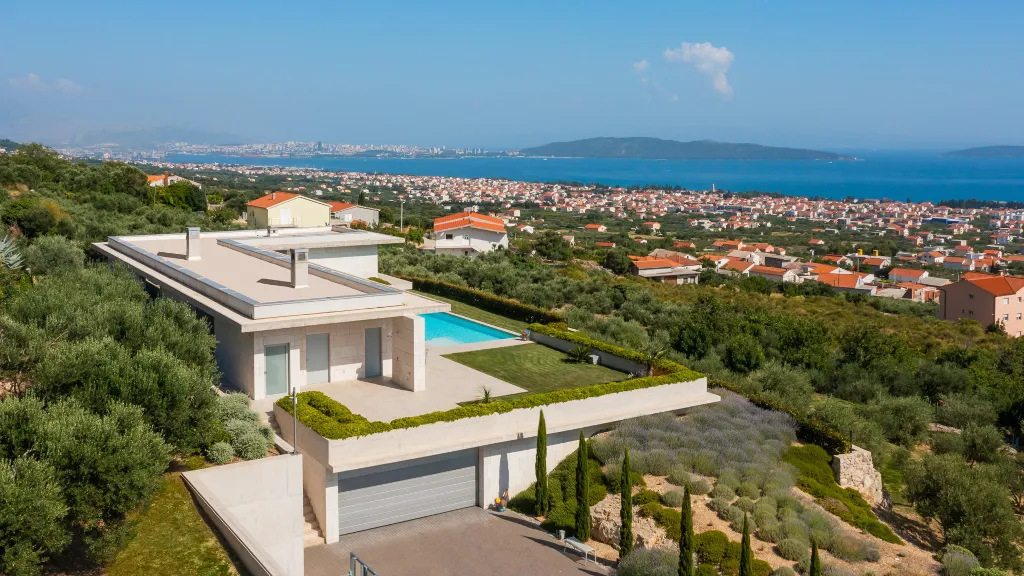 Contemporary Villa Retreat with Heated Pool in Kaštel Stari