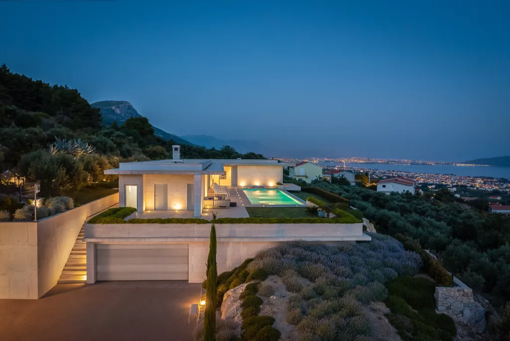 Contemporary Villa Retreat with Heated Pool in Kaštel Stari