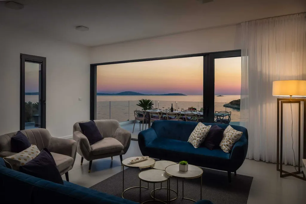 Contemporary Beachfront Villa with Pool, Marina