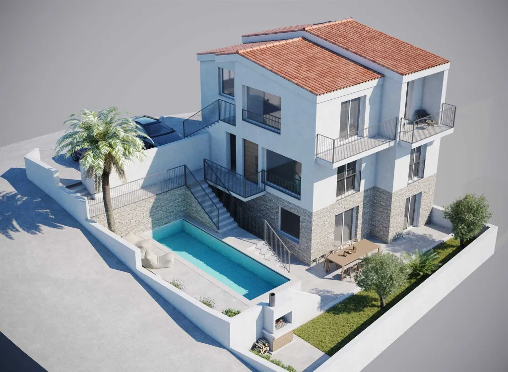 Modern Seaside Villa with Heated Pool in Rogoznica