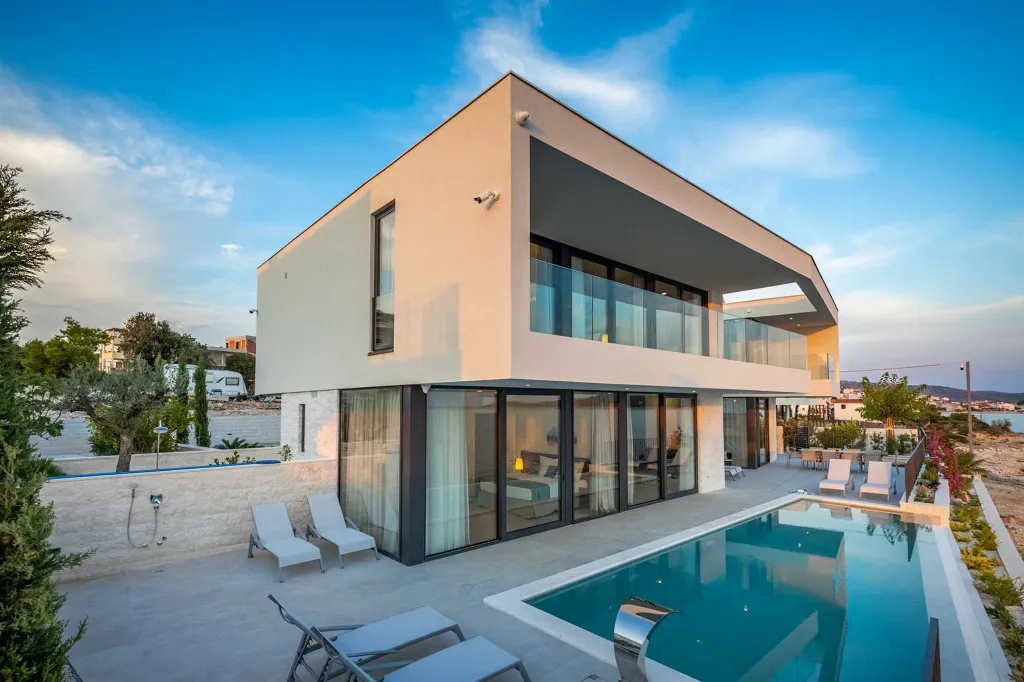 Seafront Modern Villa with Pool in Rogoznica