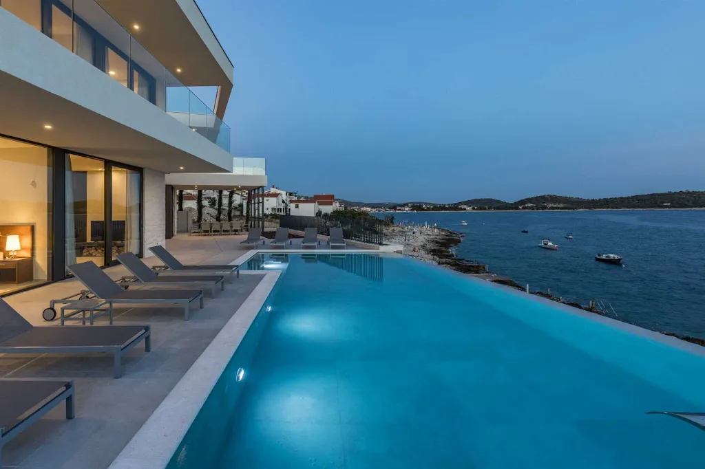 Contemporary Seafront Villa with Infinity Pool Rogoznica