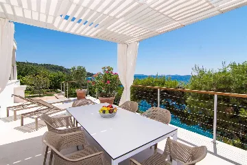 Contemporary Beachfront Villa with Sea Access in Okrug Donji