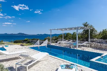 Seaside Stone Villa with Heated Pool, Slano