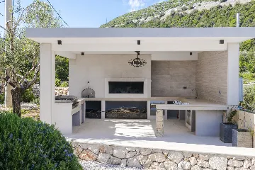 Seaside Stone Villa with Heated Pool, Slano