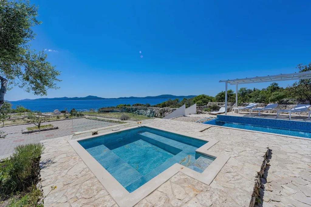 Seaside Stone Villa with Heated Pool, Slano
