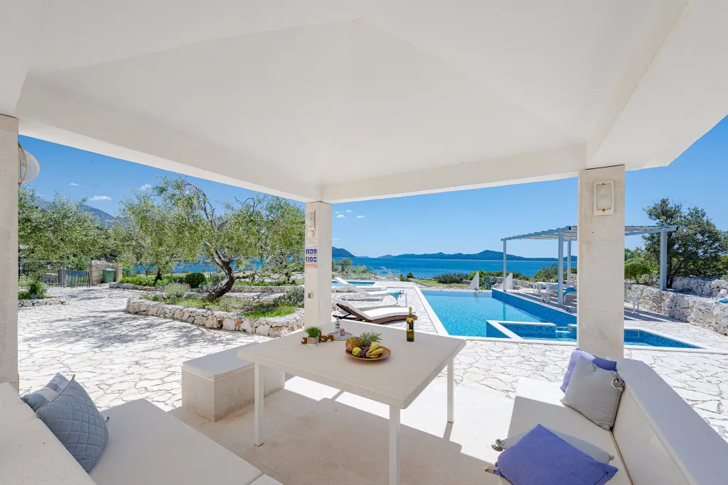 Seaside Stone Villa with Heated Pool, Slano