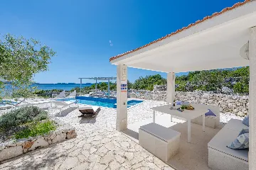 Seaside Stone Villa with Heated Pool, Slano