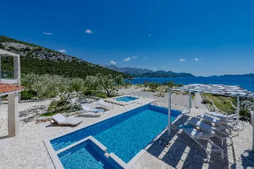 Seaside Stone Villa with Heated Pool, Slano