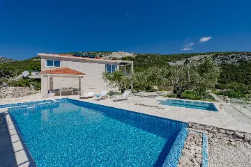 Seaside Stone Villa with Heated Pool, Slano