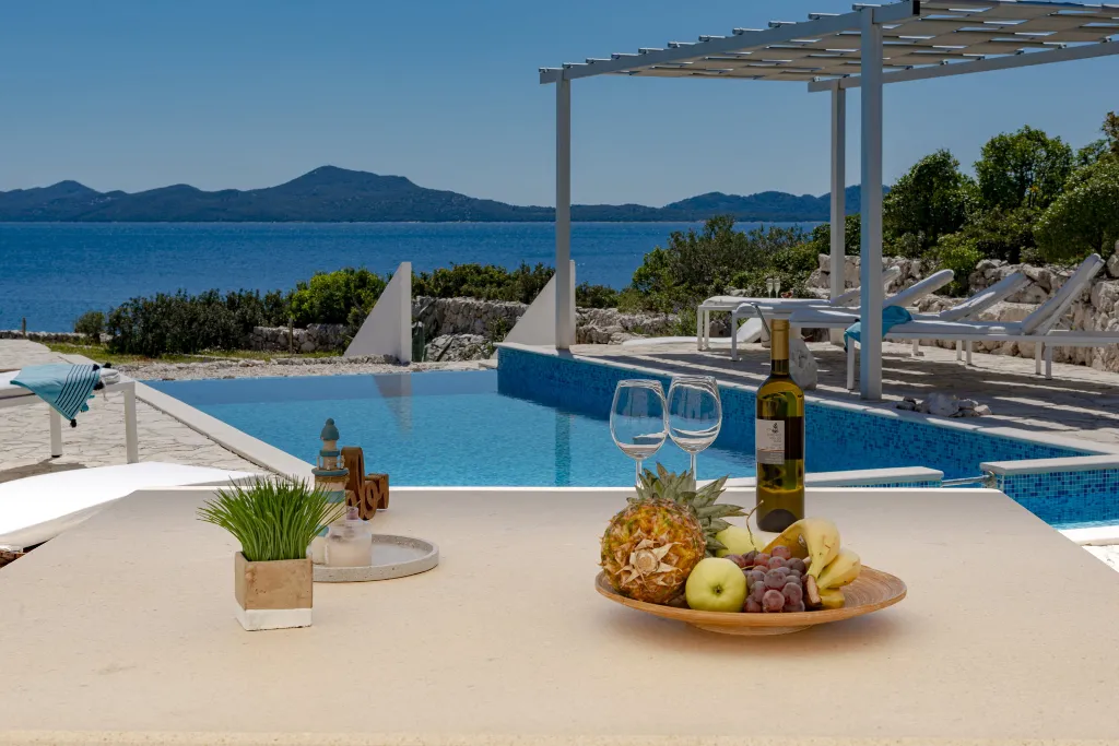 Seaside Stone Villa with Heated Pool, Slano