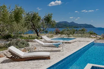 Seaside Stone Villa with Heated Pool, Slano